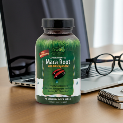 Irwin Naturals® Maca Root + Ashwagandha 75 Liquid Soft-Gels | Energy, Vitality & Balance