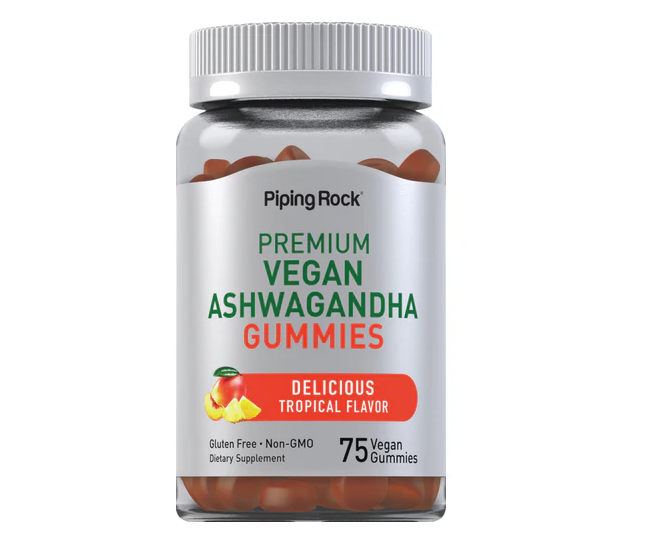 Premium Vegan Ashwagandha Gummies  Delicious Tropical Flavor | 75 Vegan Gummies