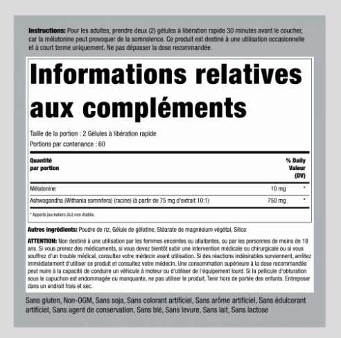 Melatonin Plus Ashwagandha  10 mg | 120 Quick Release Capsules | Sleep & Relaxation Support