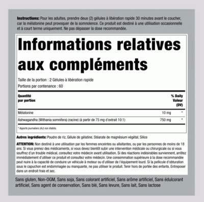 Melatonin Plus Ashwagandha  10 mg | 120 Quick Release Capsules | Sleep & Relaxation Support