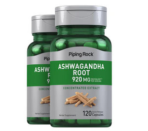 Piping Rock® Ashwagandha Root 920 mg – 2 Bottles (120 Quick Release Capsules each):