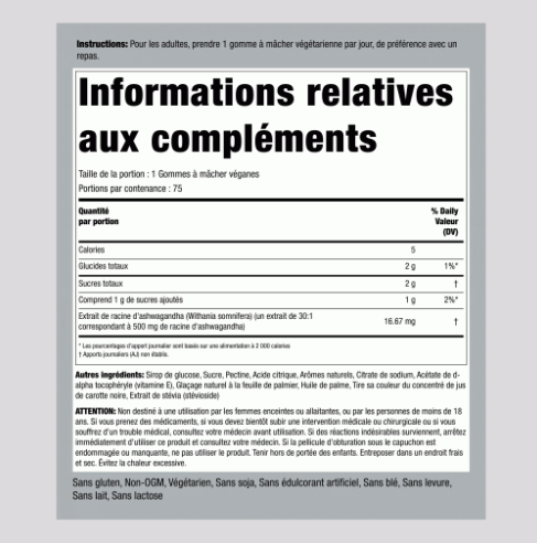 Premium Vegan Ashwagandha Gummies  Delicious Tropical Flavor | 75 Vegan Gummies × 2 Bottles