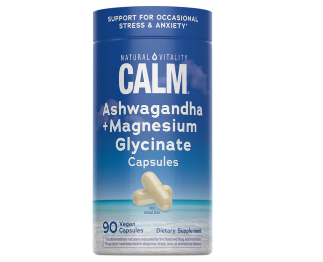 Natural Vitality CALM® Ashwagandha + Magnesium Glycinate  90 Vegan Capsules | Stress & Relaxation Support