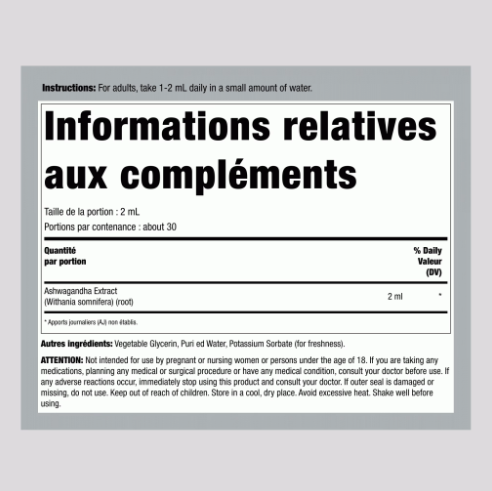 Super Concentrated Ashwagandha Liquid Extract  Alcohol-Free | 2 fl oz (59 mL) Glass Dropper Bottle