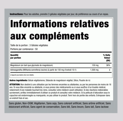 Magnesium Glycinate + Ashwagandha  150 Vegetarian Capsules | Superior Absorption