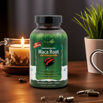 Irwin Naturals® Maca Root + Ashwagandha  75 Liquid Soft-Gels | Energy, Vitality & Balance